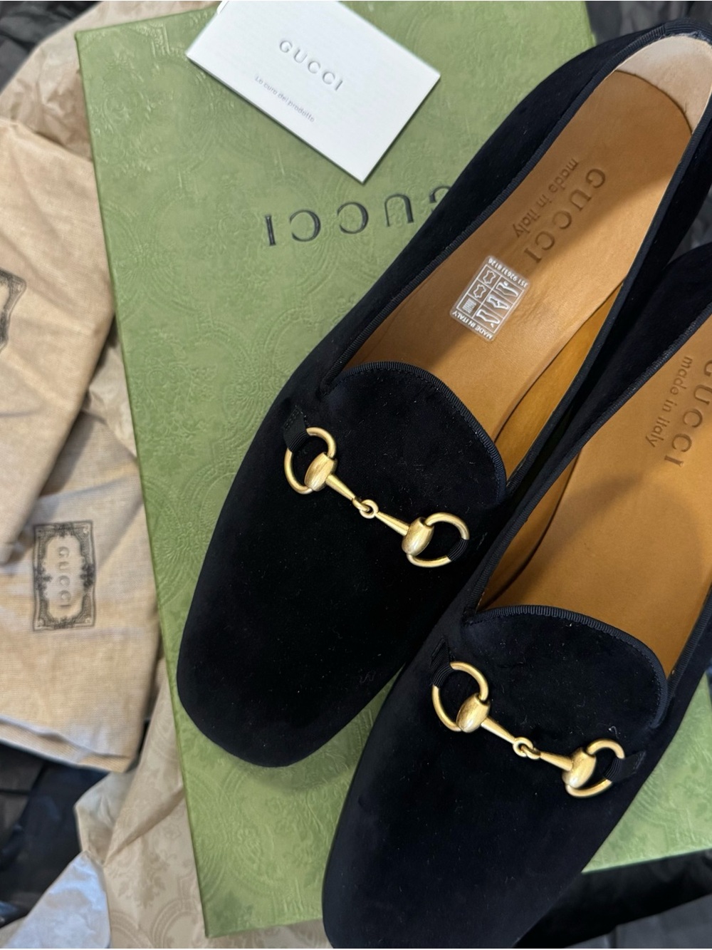 NEW Gucci Jordaan Black Velvet Horsebit Loafers Men With Box